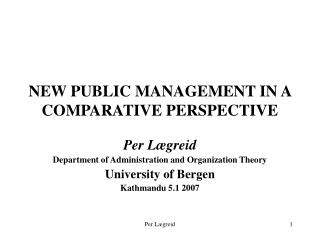 NEW PUBLIC MANAGEMENT IN A COMPARATIVE PERSPECTIVE