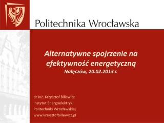Alternatywne spojrzenie na efektywność energetyczną Nałęczów, 20.02.2013 r.