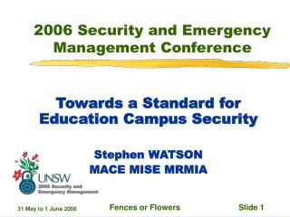 2006 Security and Emergency Management Conference