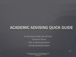 Academic Advising Quick Guide