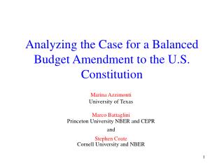 Analyzing the Case for a Balanced Budget Amendment to the U.S. Constitution