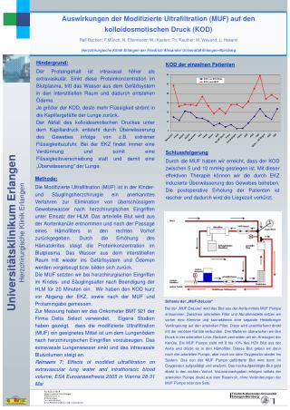 Auswirkungen der Modifizierte Ultrafiltration (MUF) auf den kolloidosmotischen Druck (KOD)