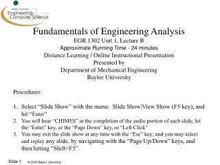 Fundamentals of Engineering Analysis EGR 1302 Unit 1, Lecture B