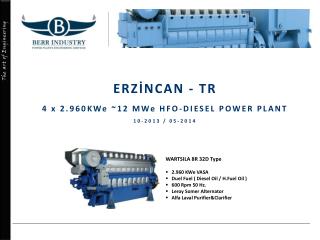 ERZİNCAN - TR 4 x 2.960KWe ~12 MWe HFO-DIESEL POWER PLANT 10-2013 / 05-2014