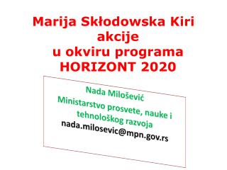 Marija Skłodowska Kiri akcije u okviru programa HORIZONT 2020