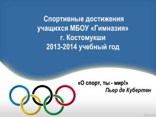 Спортивные достижения учащихся МБОУ «Гимназия» г. Костомукши 2013-2014 учебный год