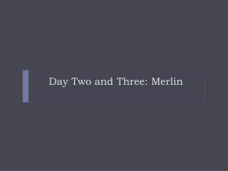 Day Two and Three: Merlin