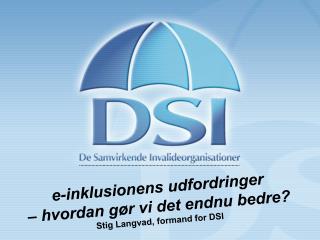 e-inklusionens udfordringer – hvordan gør vi det endnu bedre? Stig Langvad, formand for DSI