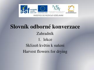 Slovník odborné konverzace Zahradník lekce Sklizeň květin k sušení Harvest flowers for drying