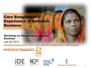 Care Bangladesh’s Experience of Inclusive Business