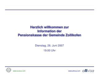 Herzlich willkommen zur Information der Pensionskasse der Gemeinde Zollikofen