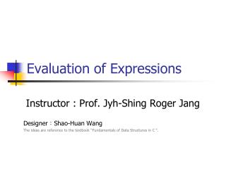 Evaluation of Expressions