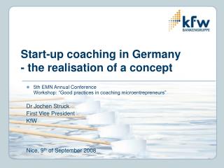 Start-up coaching in Germany - the realisation of a concept