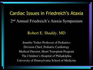 Cardiac Issues in Friedreich’s Ataxia