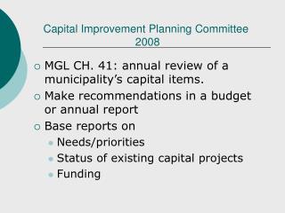 Capital Improvement Planning Committee 2008