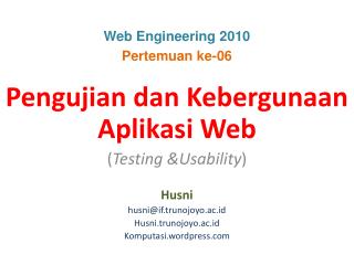 Web Engineering 2010 Pertemuan ke-06