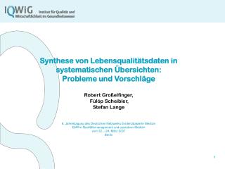 Problem bei der Synthese von LQ-Daten: