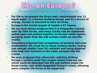Life on Europa?