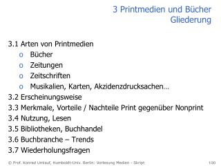 3 Printmedien und Bücher Gliederung