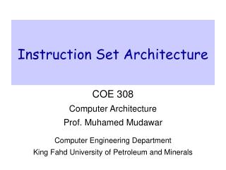 Instruction Set Architecture