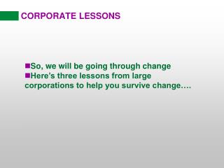 CORPORATE LESSONS