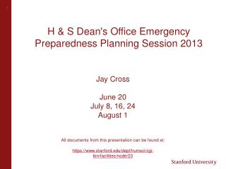 H &amp; S Dean's Office Emergency Preparedness Planning Session 2013