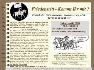 Friedensritt - Kommt Ihr mit ?