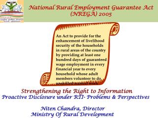 National Rural Employment Guarantee Act (NREGA) 2005
