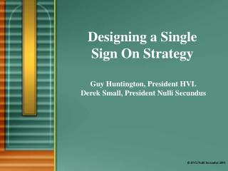 Designing a Single Sign On Strategy