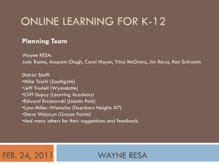 ONLINE LEARNING FOR K-12