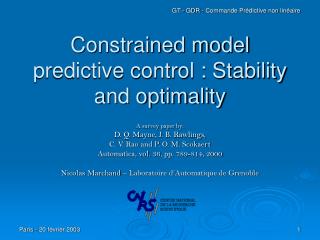 Constrained model predictive control : Stability and optimality