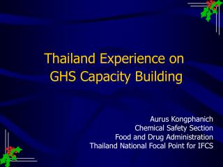 Thailand Experience on GHS Capacity Building
