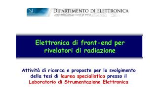 Elettronica di front-end per rivelatori di radiazione
