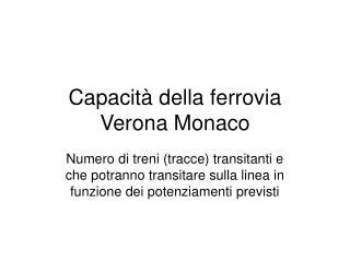 Capacità della ferrovia Verona Monaco