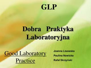 GLP Dobra Praktyka Laboratoryjna