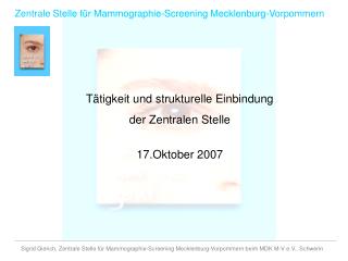 Zentrale Stelle für Mammographie-Screening Mecklenburg-Vorpommern