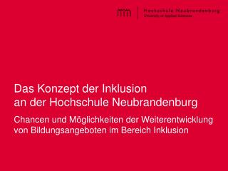 Das Konzept der Inklusion an der Hochschule Neubrandenburg