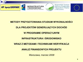 METODY PRZYGOTOWANIA STUDIUM WYKONALNOŚCI DLA PROJEKTÓW GENERUJĄCYCH DOCHÓD