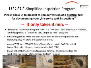 D*C*C* Simplified Inspection Program