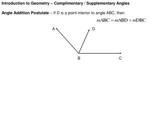 Introduction to Geometry – Complimentary / Supplementary Angles