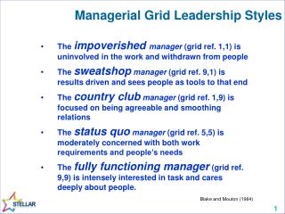 Managerial Grid Leadership Styles