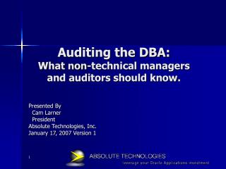 Auditing the DBA: What non-technical managers and auditors should know.