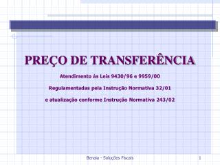 PREÇO DE TRANSFERÊNCIA