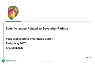 Specific Issues Related to Sovereign Ratings