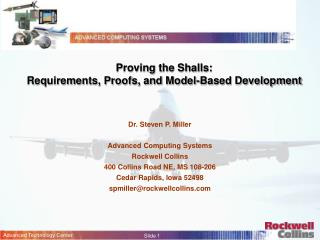Proving the Shalls: Requirements, Proofs, and Model-Based Development