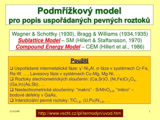 Podmřížkový model pro popis uspořádaných pevných roztoků