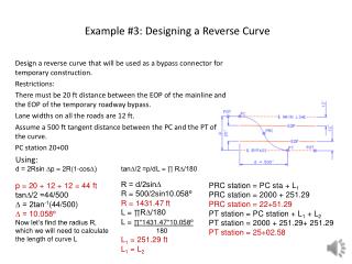 Example #3: Designing a Reverse Curve