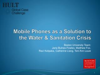 Mobile Phones as a Solution to the Water &amp; Sanitation Crisis