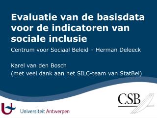 Evaluatie van de basisdata voor de indicatoren van sociale inclusie