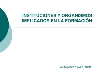 INSTITUCIONES Y ORGANISMOS IMPLICADOS EN LA FORMACIÓN